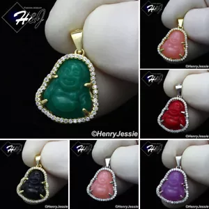 925 STERLING SILVER RED/PINK RHINESTONE GOLD PLATED/SILVER BUDDHA PENDANT*SP283 - Picture 1 of 50