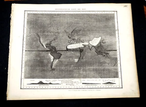 1849 MEYER'S ZEITUNGS-ATLAS=GEOGRAFICA MAP .. IDROGRAFIA/PIOGGIA DELLA TERRA - Foto 1 di 3