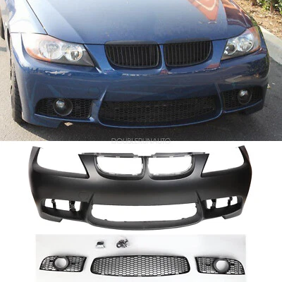 Front Bumper Cover M3 Style For 2005-2008 BMW 3 Series E90 E91 320I 325I 335i - Imagem 1 de 4