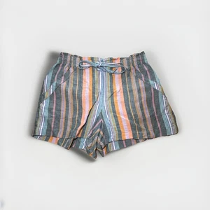 LOFT womens shorts size Medium Striped Paper Bag Tie Waist Boho linen - Picture 1 of 5