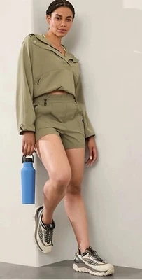 NWT Athleta Boundless Crop Popover 1/4 Zip Hooded Jacket XL Olive Branch - Image 1 of 4