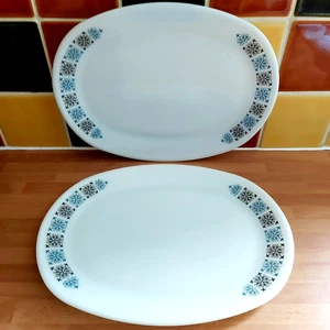 2 x Vintage Pyrex JAJ Chelsea Oval Steak Plates - Christmas Dinner/Lunch - MCM  - Picture 1 of 15
