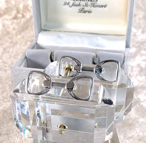 Vintage Hermes Manschettenknöpfe 925 Sterling Silber Pferdegebiss mit Etui - Bild 1 von 11