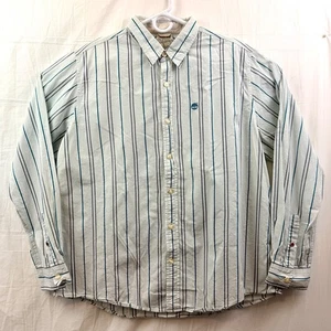 Camisa Timberland Manga Larga Con Botones Hombres 2XL Blanca Azul Gris Rayas - Imagen 1 de 7