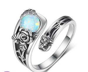 Anillo cuchara ópalo rosa plata esterlina - Imagen 1 de 2