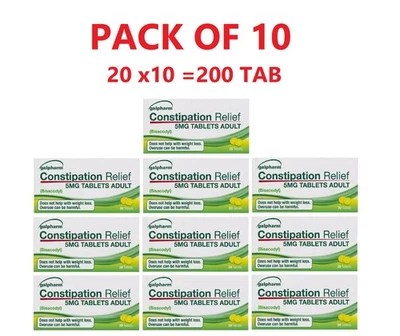 Galpharm EntroLax Constipation Relief Bisacodyl 5mg - 200 Tablets (10 Packs)