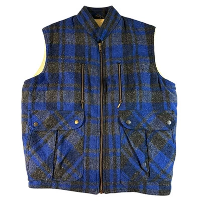 Vintage Northern Summit Wool Blend Vest Blue Plaid Sherpa Lined Hiking Mens M - Image 1 of 4
