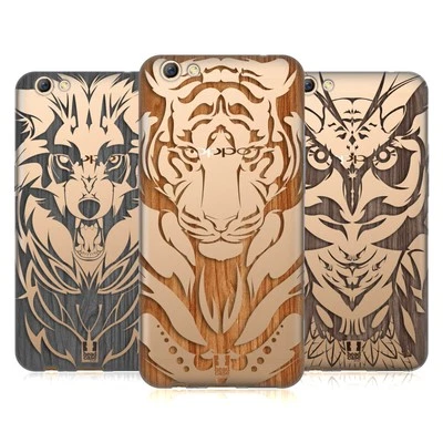 FUNDA DE GEL SUAVE CON ESTAMPADO DE MADERA ANIMAL HEAD CASE DESIGNS PARA TELÉFONOS OPPO Foto 1 de 4