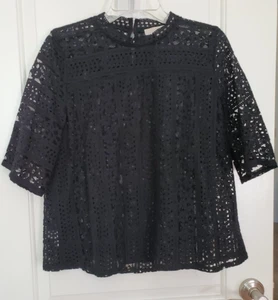 Blusa de encaje transparente Ann Taylor Loft para mujer talla S manga corta - Imagen 1 de 5