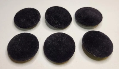 Vintage Black Velvet Suit Buttons Set of 6 Shank Back 1 Inch Round Sewing Craft - Image 1 of 3