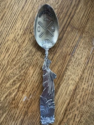 Antigua cuchara de plata esterlina G. W. Shiebler Nueva York George Estatua de la Libertad S Foto 1 de 4