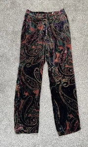 House Of Bruar Samthose Damen Größe 8 Paisley Burgunderrot Seidenmischung - Bild 1 von 8