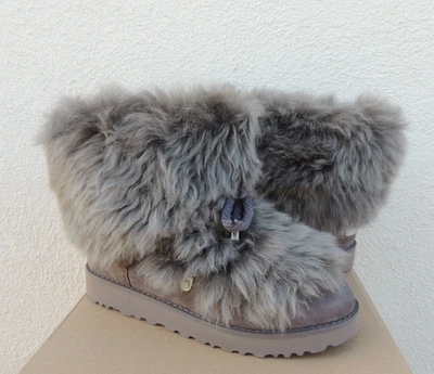 UGG THUNDER CLOUD CLASSIC POSH MINI FUR SUEDE/ SHEEPSKIN BOOTS, US 9/ EUR 40 NIB - Image 1 of 4