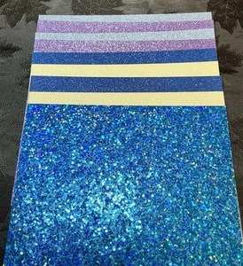 Glitter Card Stock Scrapbook 12x12 Junk Journal 9 Pcs Holo Blue Silver Yelo Pink - Picture 1 of 6