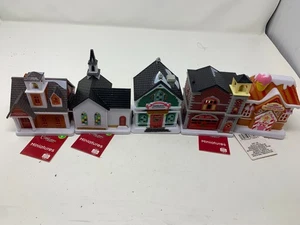 Cobblestone Corners Miniatures Christmas Village Houses Multicolor Set of 5 - Picture 1 of 13