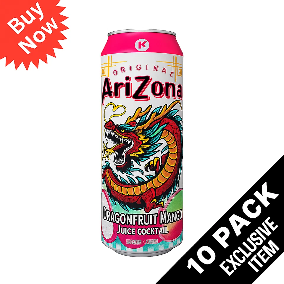 AriZona Dragonfruit Mango Juice Drink 22 fl oz Cans – 10 Pack | FRESH STOCK - Image 1 of 3
