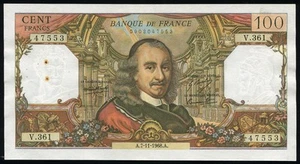 France - 100 Cent Francs Banknote 7-11-1968 - P-149c Pierre Corneille (XF) - Picture 1 of 2