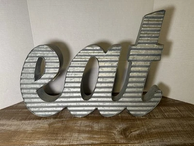 Rustic Metal Eat Wall Sign, Primitive, Farmhouse, Restaurant Modern Corrugated - Image 1 of 4