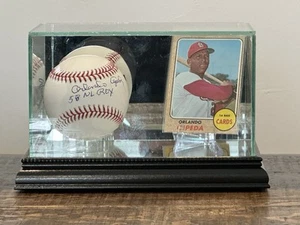 Orlando Cepeda Autographed Baseball Display W/1968 Topps Card - Picture 1 of 4