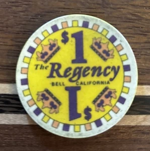 THE REGENCY CARD CLUB CASINO $1 Casino Gaming Poker Chip - Bell, CA - Bild 1 von 2