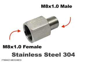 M8x1.0 FEMALE to M8x1.0 MALE Stainless Sensor Adaptor Fittings Conversion - Imagen 1 de 6