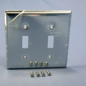 Leviton 1909 Chrom 2-Gang Knebel verchromter Stahl Standard Wandplatte Abdeckung - Bild 1 von 4