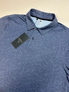 NUEVO VRST Polo de Golf Geométrico Azul Estampado de Piqué Talla Grande - Imagen 1 de 5