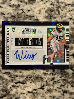 2019 Contenders Draft Picks College Ticket Chase Winovich #199 Cracked Ice /23 - Image 1 of 4