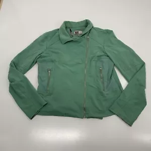 Kut From the Kloth Green Knit Moto Jacket Womens XL Off Center Full Zip - Picture 1 of 10