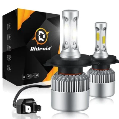 RIDROID H4 9003 LED Headlight Bulbs Conversion Kit High Low Beam 6000K White 2x - Image 1 of 4