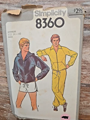 Simplicity Sew Pattern 8360 VTG Men Jogging suit Pants Shorts Shirt Md 38-40  UC - Image 1 of 2