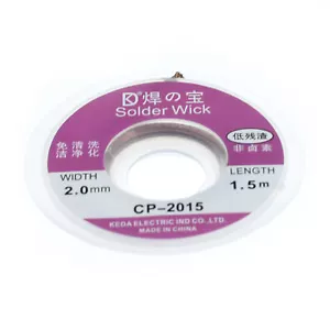 2.0mm Desoldering Braid Solder Wick Remover Sucker Copper Repair Tool 5ft spool - Picture 1 of 6