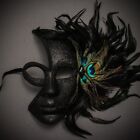 Black Venetian Peacock Feather Mask Women Masquerade Half Face Party Eye Mask