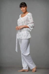 Pyjamas with voile top and jersey pant in UK size 12, new with tags-perfect gift - Picture 1 of 2