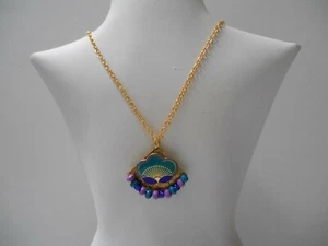 Choice of (1) Upcycled/Signed Laurel Burch Plum Blossom Pendants w/GP Necklace - Picture 1 of 7