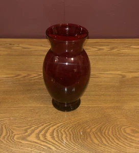 Vintage 1950's RUBY RED GLASS VASE by Anchor Hocking USA - Picture 1 of 4