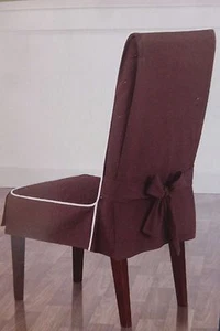 Funda para silla de comedor SureFit Short Monaco chocolate/blanco nueva en paquete - Imagen 1 de 7