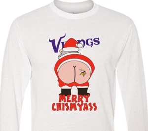 Minnesota Vikings - Santa - Merry Christmas - Adult Humor - Long Sleeve T-Shirt - Picture 1 of 21