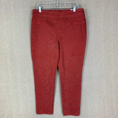 🚨 Chicos Pants 2 or 12 (35x26) Embellished Womens Leopard Jegging Ankle Orange - Image 1 of 4