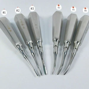 Elevatore Dentale Punta Dritta/Curva Estrazione Lussante Apicale Allentato 6 Misure  - Foto 1 di 19