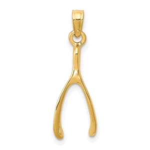 14k Yellow Gold Wishbone Pendant - Picture 1 of 4