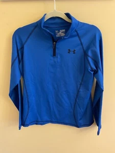 Under Armour Boys 1/4 Zip Long Sleeve Pullover Size YXL Blue Loose ColdGear - Picture 1 of 3