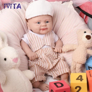 IVITA 14'' Silicone Reborn Baby BOY Eyes Closed Sleeping Silicone Doll Gift - Picture 1 of 12