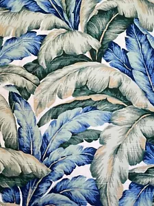 Tropical Plants Fabric 26X26 Green Home Decor Remnant Fern Leaves Coastal Beach - Picture 1 of 5