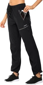 MOCOLY Women's Cargo Hiking Pants Elastic Waist Quick Dry X-Large, Long-black - Picture 1 of 5