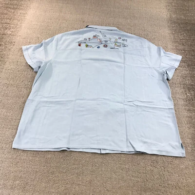 Nat Nast Shirt Mens 2XL XXL Button Up Vegas Strip Blue Hawaiian Camp  FD453454 - Image 1 of 4
