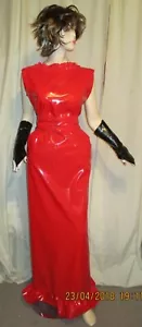 Lackkleid lang Rundhals Etuikleid elegant ärmellos Vinyldress Maiddress Long  - Picture 1 of 5