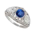 Blue Bezel Set Sapphire With Pear & Round Cut CZ 2.75CT Mid-Century Vintage Ring