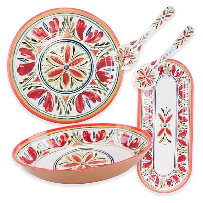 Purely Home Mediterran Melamin Oval Schüssel & Tablett, Runde Platte & Servier Set