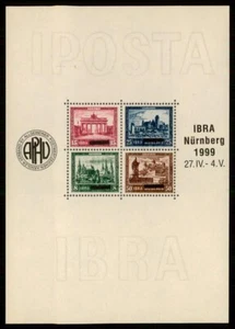 BRD BUND AUSSTELLUNGS-BLOCK 1999 IBRA NÜRNBERG DESIGN "DT. REICH BLOCK 1" m5331 - Bild 1 von 2